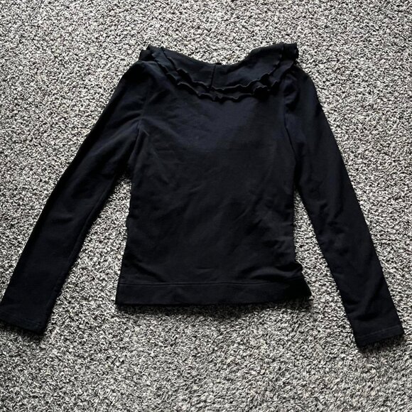 Boston Proper Black Ruffle Zip Up Jacket Womens XS Whimsigoth Skater Goth Altn - Picture 4 of 6